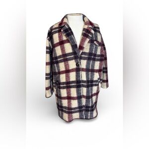 Blank NYC Teddy Jacket Red and Blue Cozy Outerwear